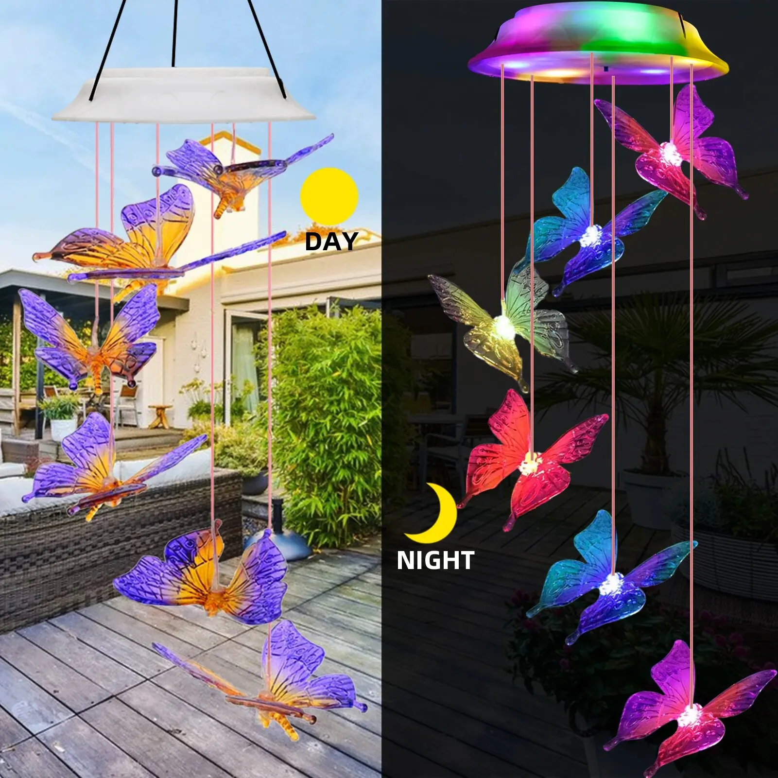Outdoor Solar Butterfly Wind Chimes Christmas Garden Decorative Gifts