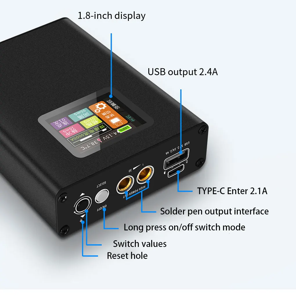 Portable Design 30-speed Spot Welder with Digital Color Screen Display, Li-ion Battery 0.1~0.25-18650mm DIY Tools Accessories