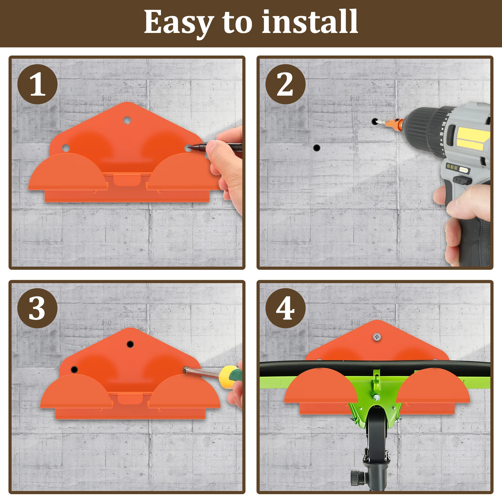 Heavy duty Wall Mounted Rack for Trimmer Rust Proof Garage Garden Power Tool Hanger Organizer Holder Chainsaw Storage