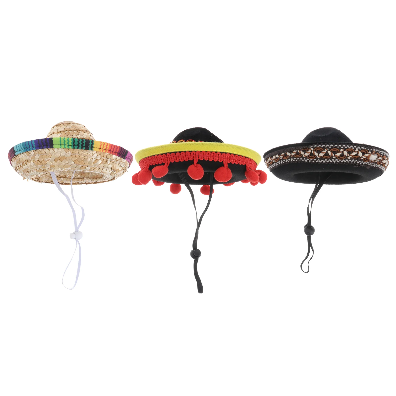 

3Pcs small sombrero Sombrero Hat Hat Cap Decorative Hat Outfits Mexico Style Hat mexican hat Costumes sombrero hat