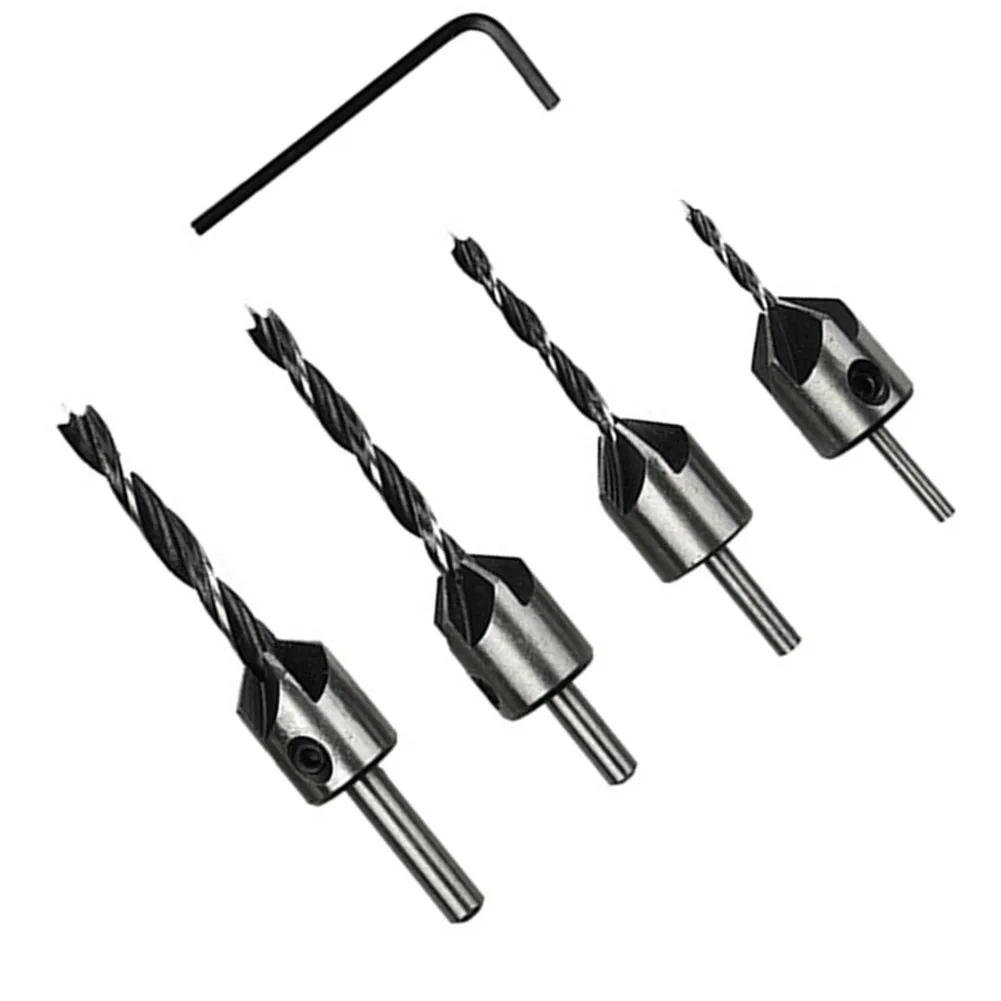 

4PCS Conical Drill Bit Countersink Drill Woodworking Drilling Pilot Holes HSS Chamfer Bit Set Counterbore Cutter Screw Hole Dril