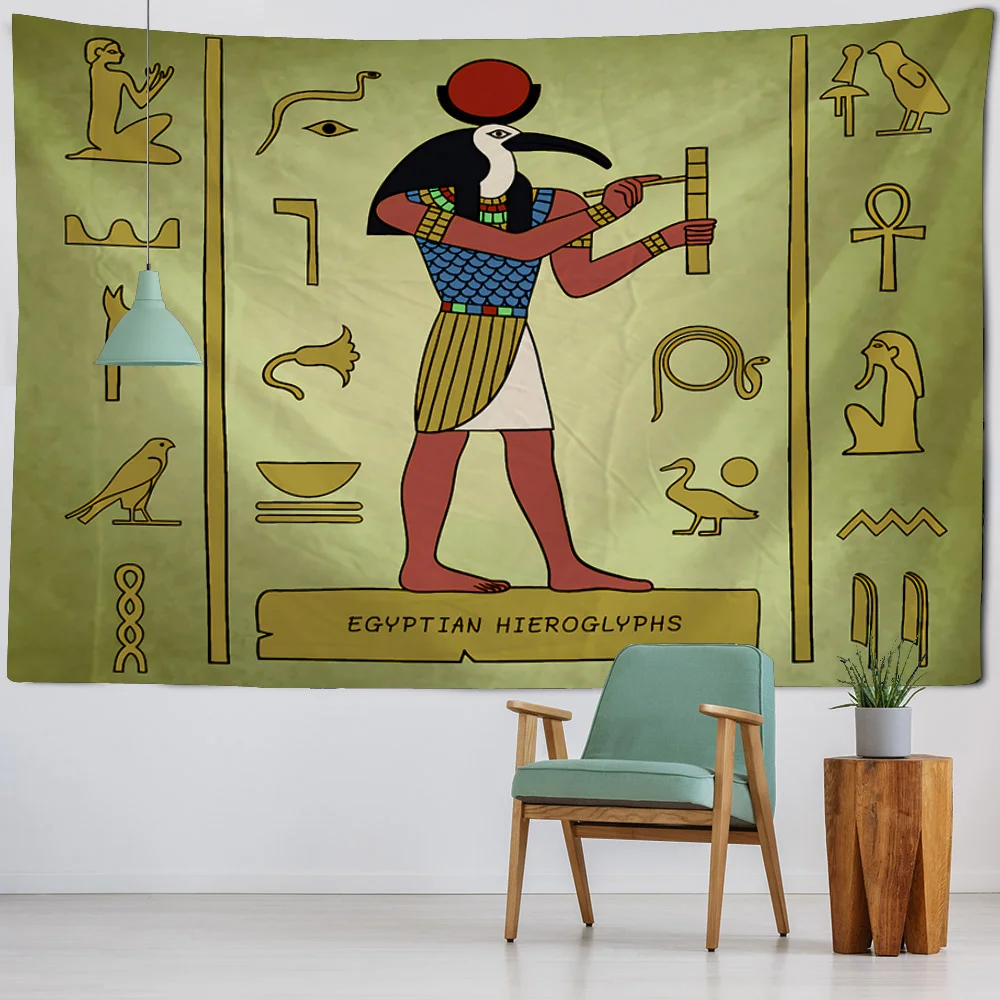 Vintage Illustration Tapestry Egyptian Mythology Art Decoration Home Wall Hanging Aesthetic Blanket Bed Sheet Outdoor Tablecloth