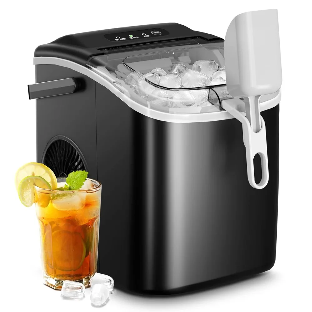 Ice Makers Countertop,Portable Ice Maker Machine with Handle,Self-Cleaning Maker, 26Lbs/24H