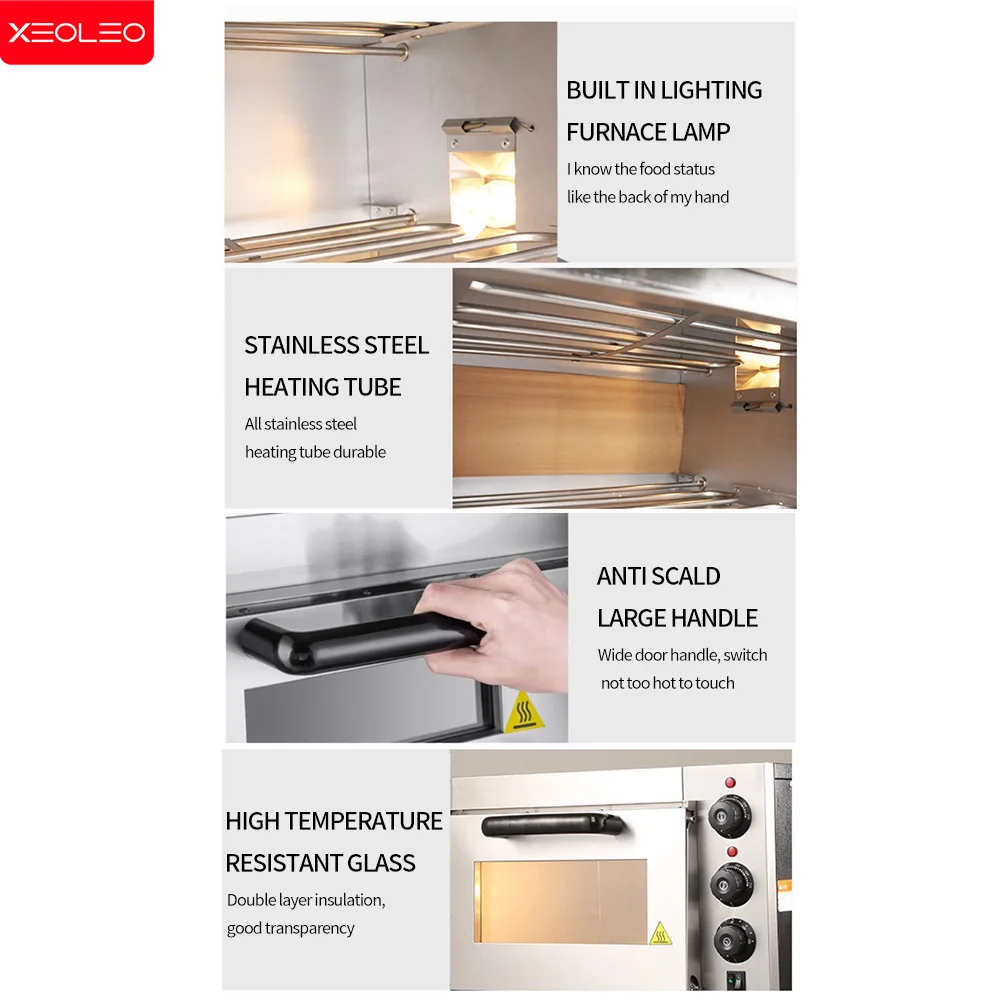13' Electric Pizza Oven 2500W Toaster Baker Oven Single Heighten Layer Baking Machine Commercial Baking With Stone