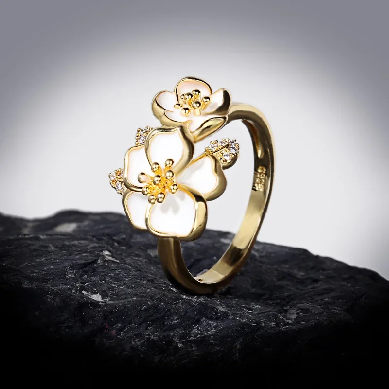 Ladies 925 Silver Handmade Enamel Ring Small Daisy Jewelry Wedding Rings silver ring wedding rings silver rings