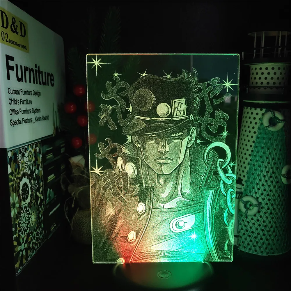 

3d-лампа в стиле аниме, ночник в виде невероятных приключений Джоджо, кудзё, дзётаро, Звездный журавль, настольная лампа, декор для спальни, манга, подарки