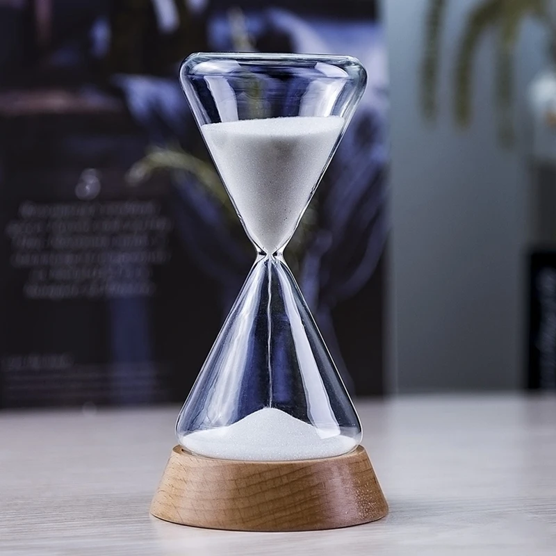Nordic Glass Droplet Time Hourglass with Wood Base 1PC Home Decoration Crafts Gift Desktop Ornament Office Timer