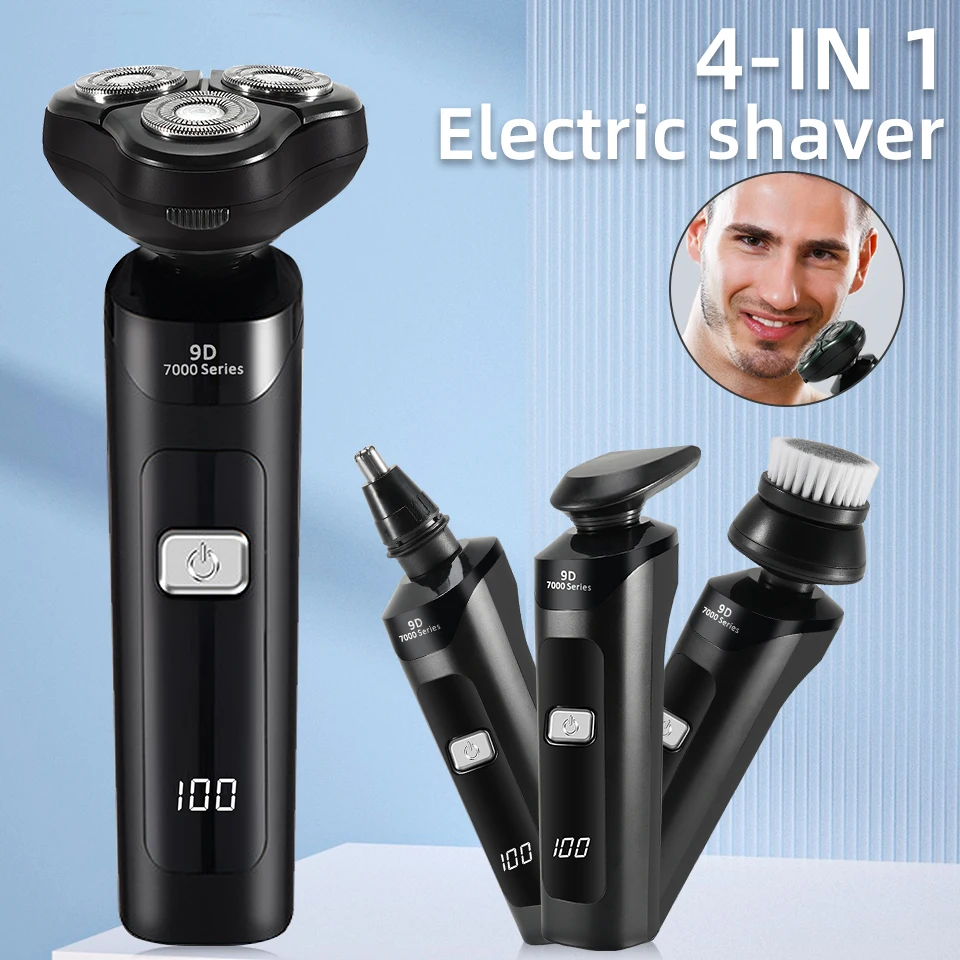 

3D 4 in 1 Electric Shaver For Men Multi-Function Electric Shaver Razor USB Car Rechargeable Whole Body Washable Shavers