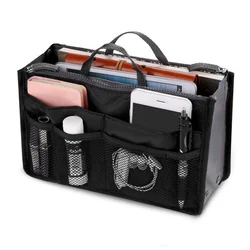 Multipurpose Large Capacity Organizer Insert for Handbags and Travel Use (Black)