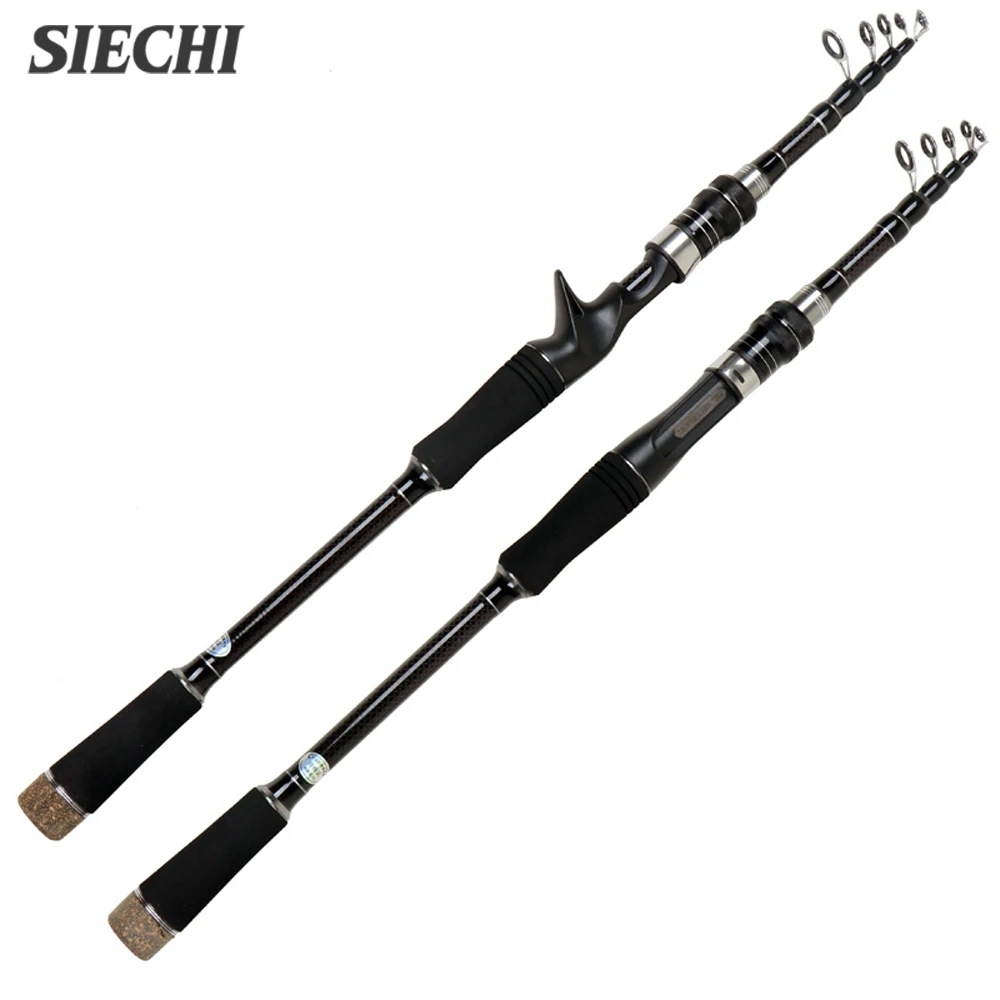 SIECHI Carbon Fiber Spinning Rod Telescopic Fishing Rod 1.8M 2.1M 2.4M 2.7M 3.0M Casting Lure Feeder Super Hard Pole Carp