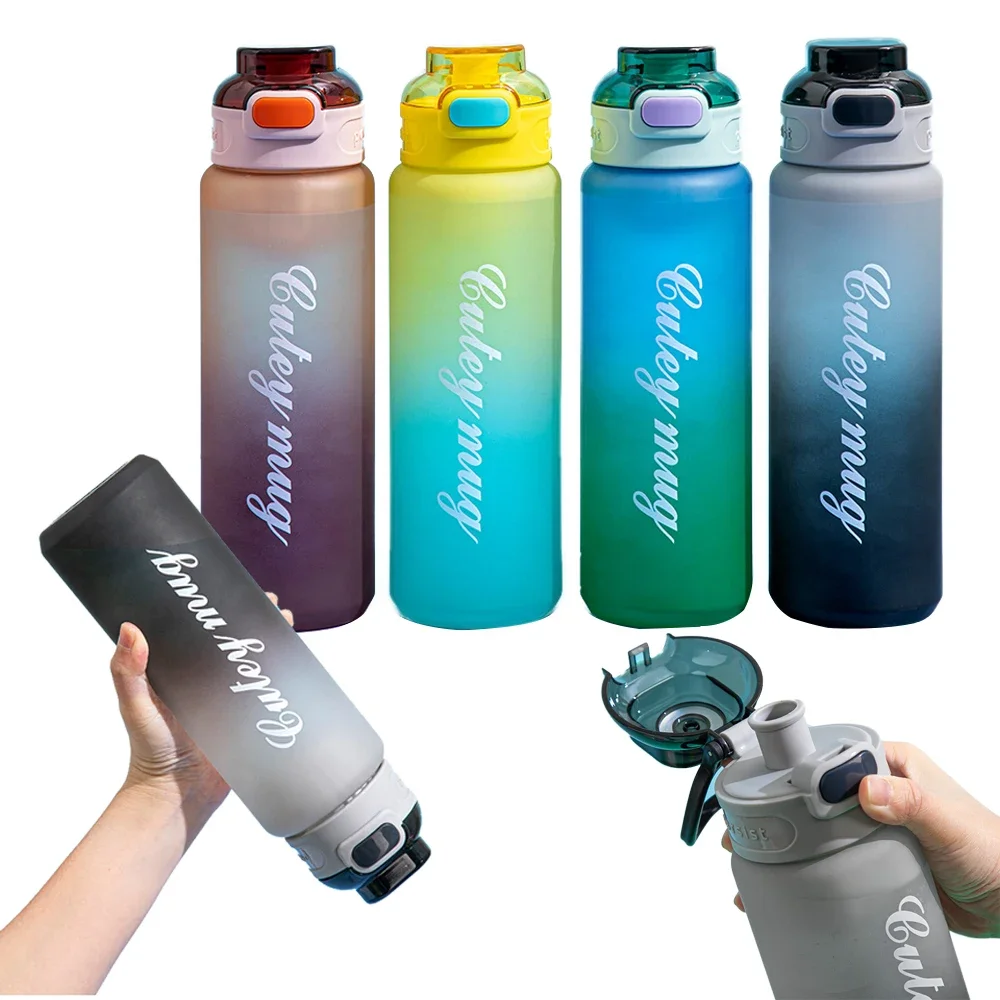 

1L Water Bottle 1000ML Motivational Sport Water Bottle Leakproof Bottles with Time Marker Leak-proof Cup for Office Gym Outdoor