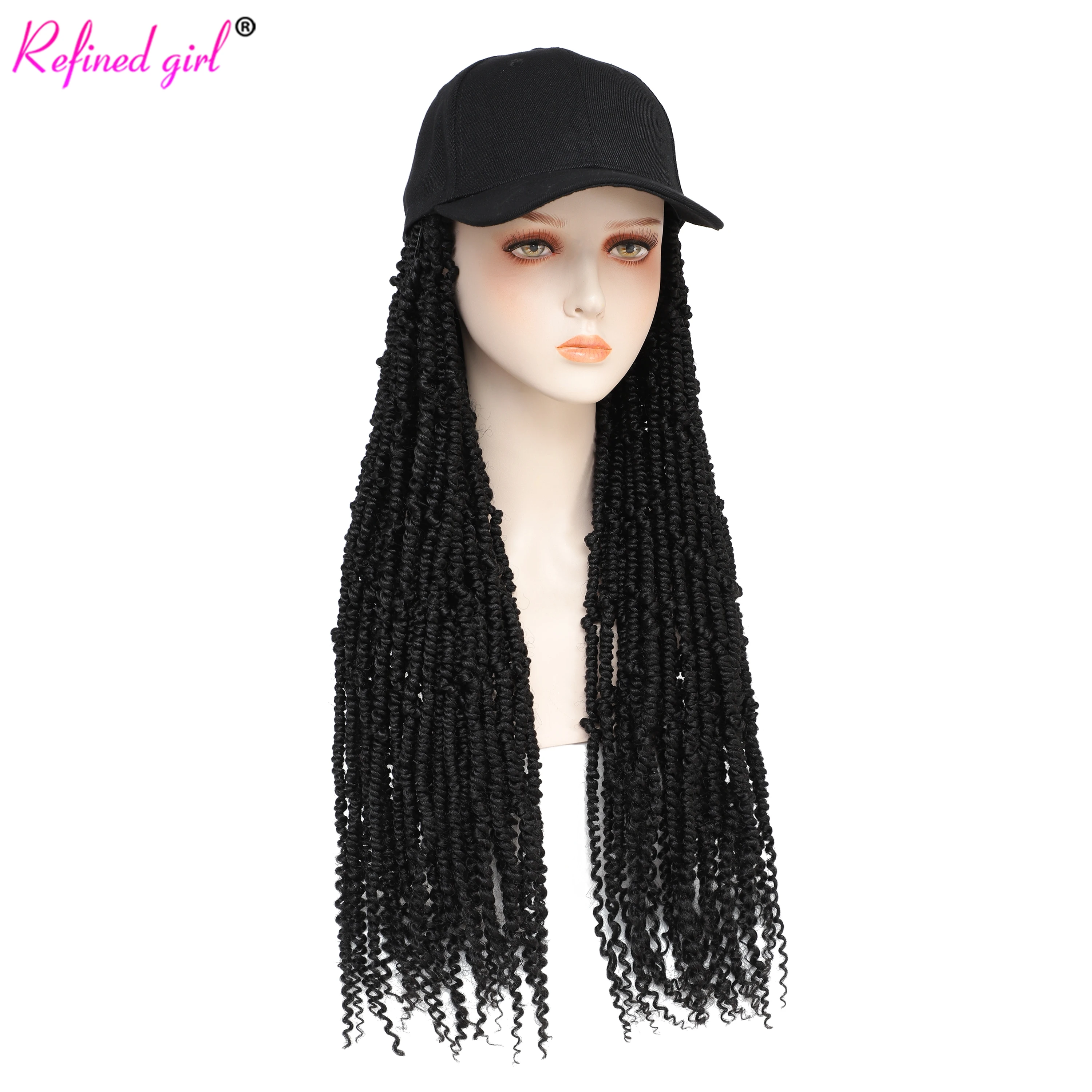 Hat Wig Pre-twisted Passion Twist Braid hair Extensions with Baseball Cap Synthetic Wigs For Black Woman Girls Braided Wig