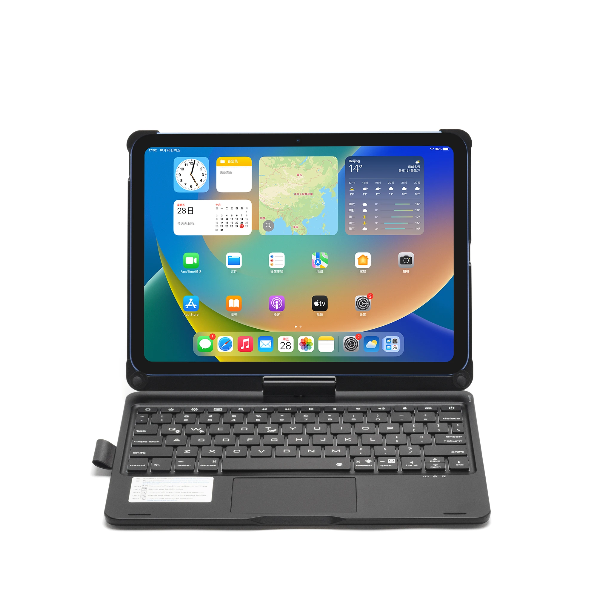 Laptop Clamshell Newest 360 Degree Rotation Touchpad Wireless Keyboard Case for Ipad 10th with Ccolorful Backlight