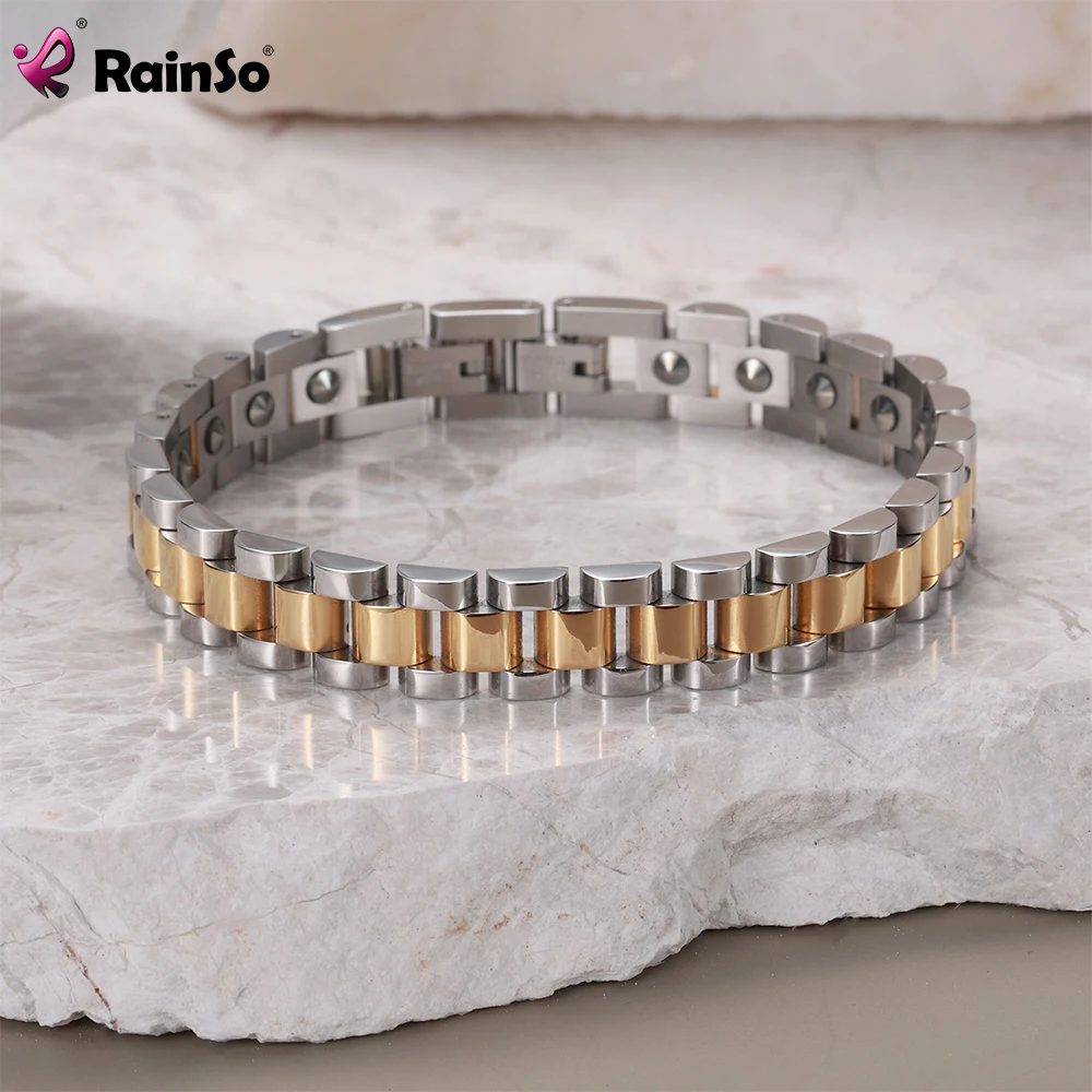 RainSo 99.999% Pure Germanium Bracelet for Women Korea Popular Stainless Steel Health Magnetic Germanium Energy Couple Jewelry