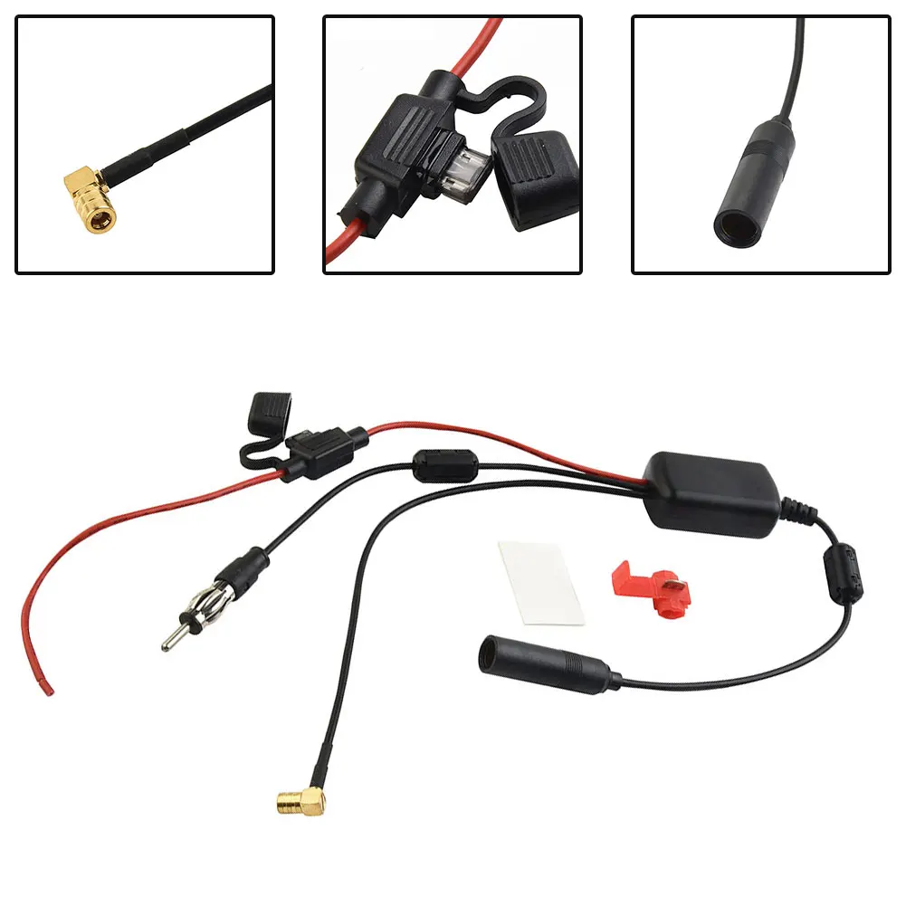 

3 In 1 Antenna DAB AM FM Radio Car Antenna Splitter Signal AMP Booster 10-15V Power Supply 25dB Gain Aftermarket DAB Stereo