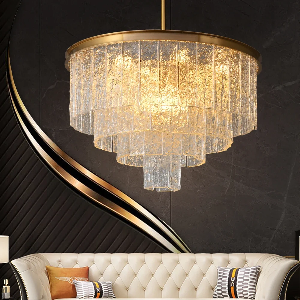 

Luxury Glass Chandelier for Living Room Modern Led Loft Light Fixture Round Home Decor Bedroom Lustre Gold Kitchen Indoor Lamp