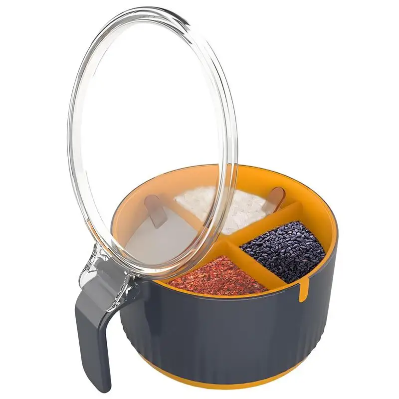 

Compartment Seasoning Box 4 Compartments Dust-proof Condiment Containers With Handle Seasoning Organizer For Salt Sugar Allspice