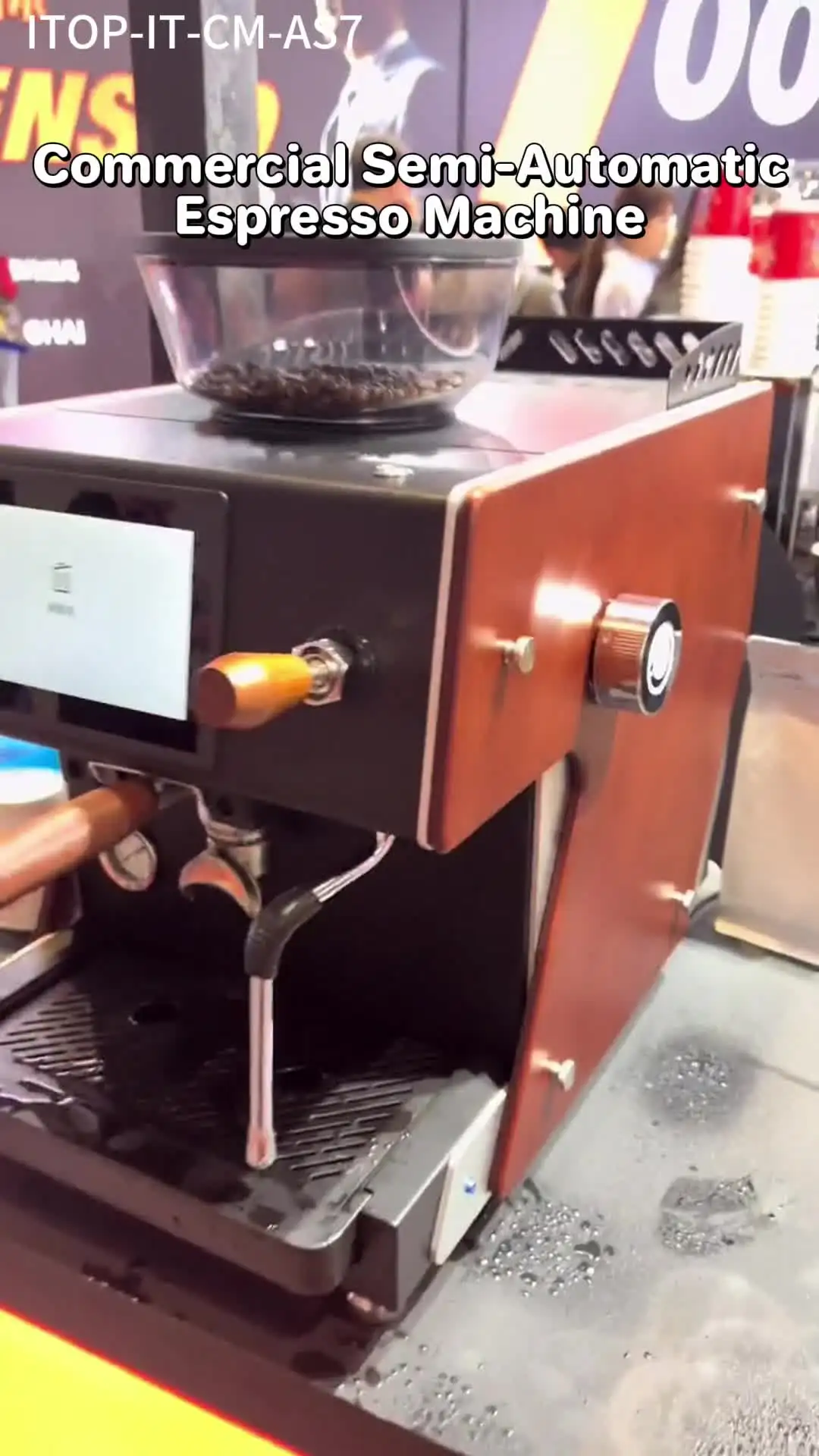Itop 自動コーヒーマシン3in 1 グラインダー タッチスクリーン付き 58mm デュアルタッチスクリーン 20バー 220-240V 50-60Hz
