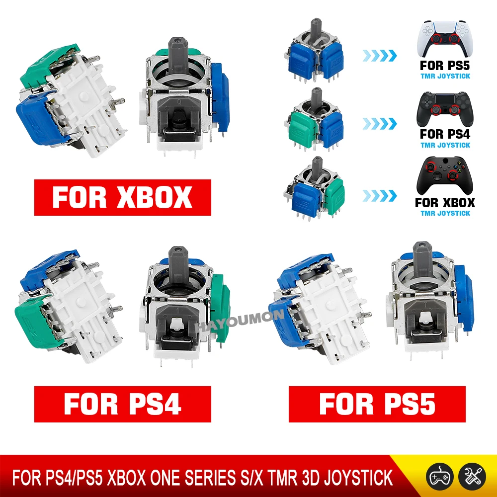 PS5 PS4 Xbox 시리즈 Xbox One 컨트롤러용 TMR 전자기 조이스틱 게임패드 썸스틱 노드리프트 업그레이드 3D 아날로그 센서