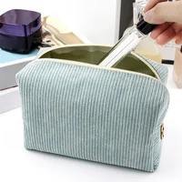 Corduroy Travel Cosmetic Bag Portable Makeup Storage Bag Purses Women Zipper Make Up Organizer Storage Clutch Beauty Case Pouch 2