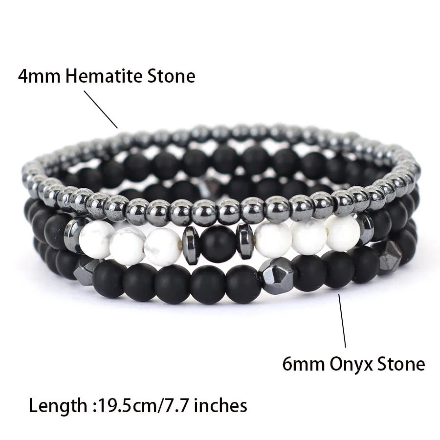 Hematite Tiger Eyes Lava Stone Beaded Men Bracelet Set