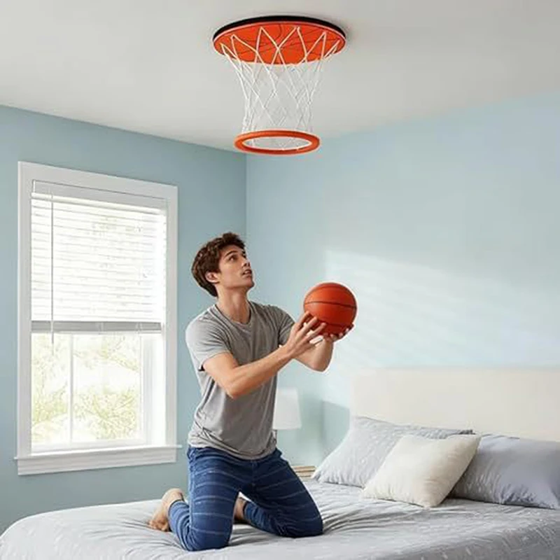 Indoor Youth Basketball Hoop for Ceiling Installation; Home Sport Game Set & Training Equipment.
