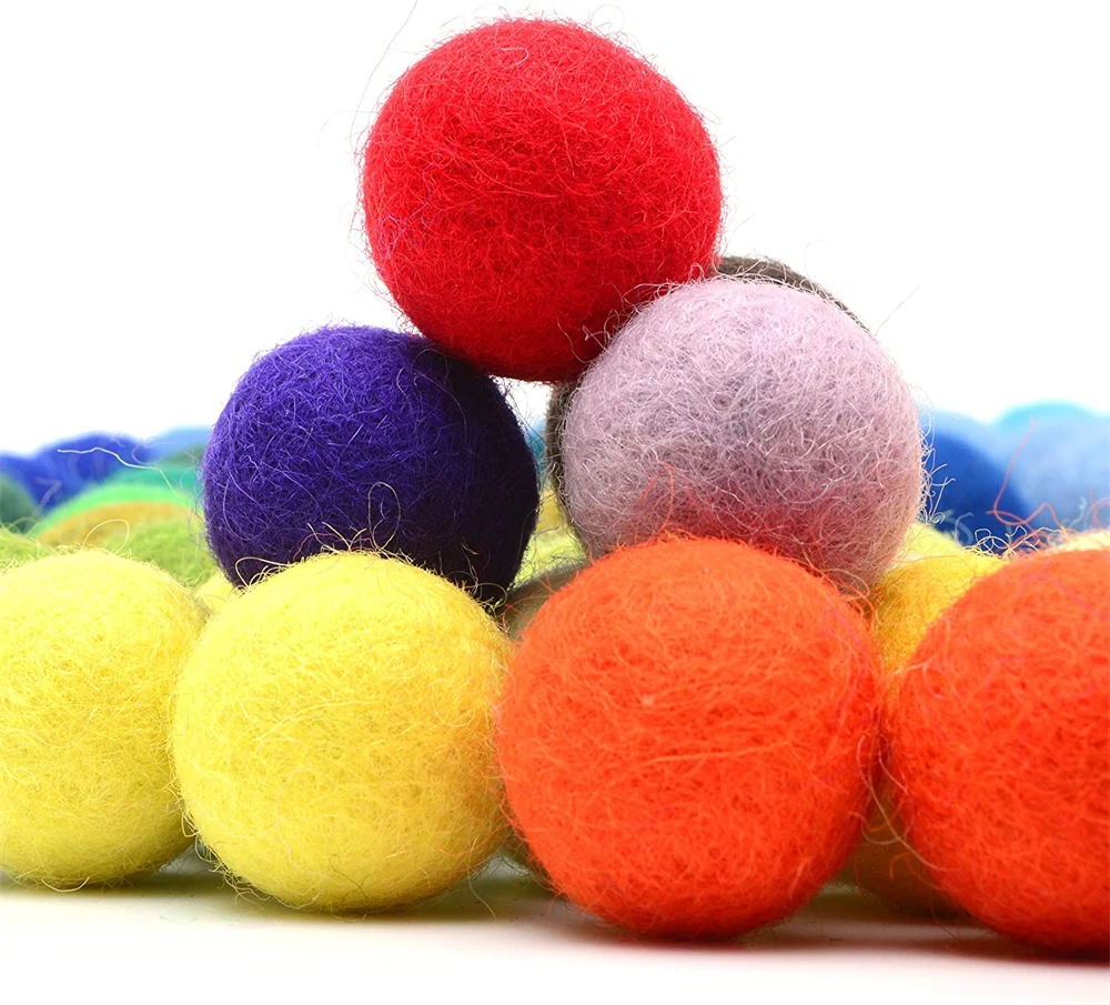 Wool Felt Ball Colourful Felt Pom Pom Wall Party Home Decoration Garlands Hanging Banner 10/15/20mm 20Pcs