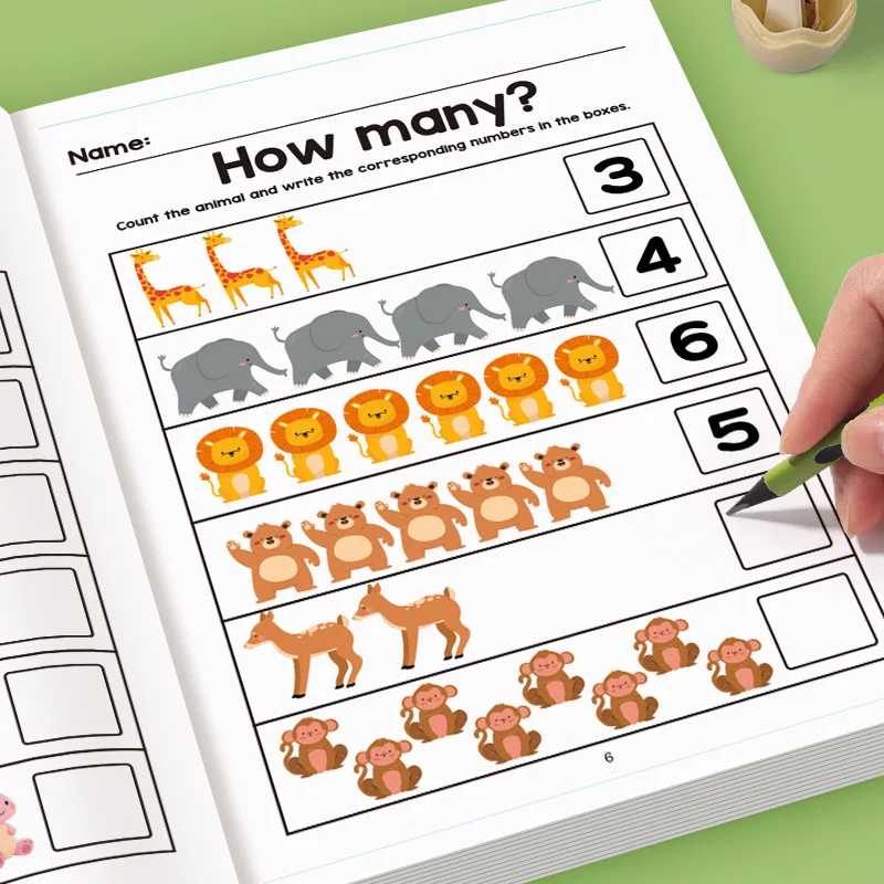 Kids Interactive Math Workbook - Counting, Addition and Subtraction, Number Relationship Activities - Visual Learning Workbook