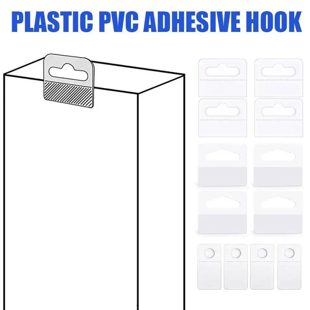 Clear Self Adhesive Folding Hang Tabs 100pcs Plastic Round Hole Sticky Hang Tab Store Retail Small Sale Item Hanging Display