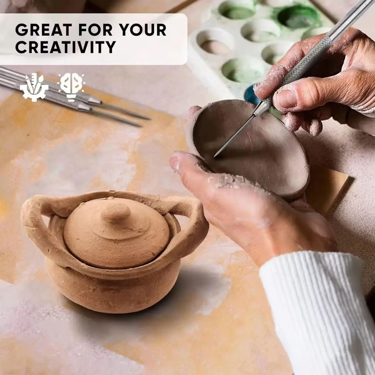 Polymer clay tools Pottery sculpting tools Clay sculpting tools Pottery tools Clay craft tool 3/6/8pcs Texture Pottery Clay Tools DIY Tool Carving Clay Stainless Steel Tool Modeling Hole Punch Ceramics Sculpture Tools