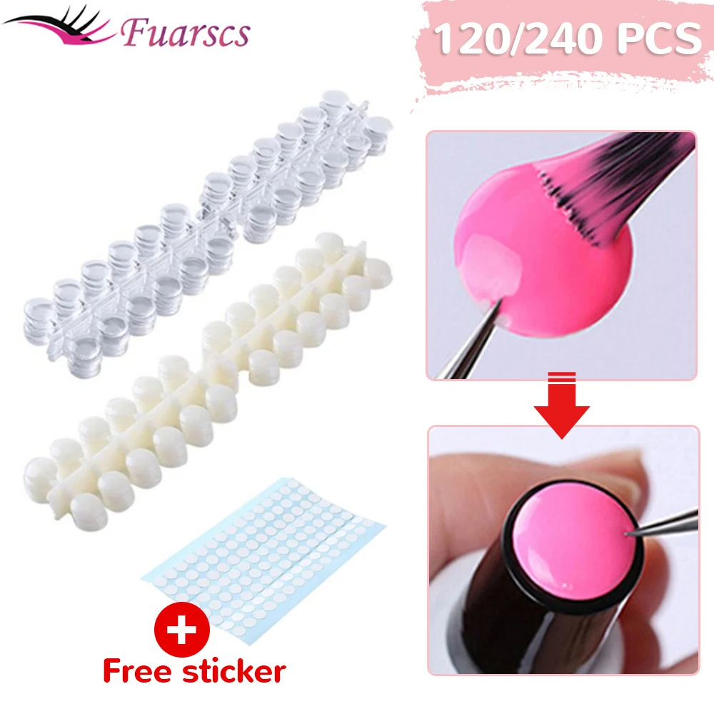120pcs/set  Nail Art Color Table Acrylic UV Gel Polish Color Display 12mm Round Coloring Swatches With Double-Sided Stickers