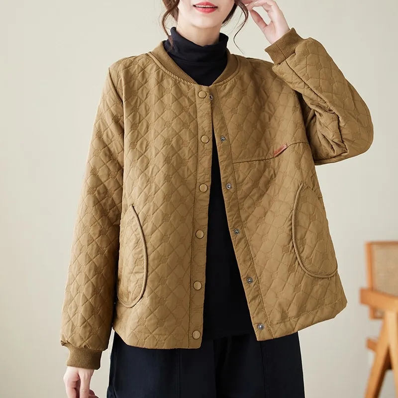

2023 Autumn Winter Korea Fashion Women Long Sleeve Loose Thicken Cotton Jacket All-matched Casual Cotton Liner Thicken Coat P380
