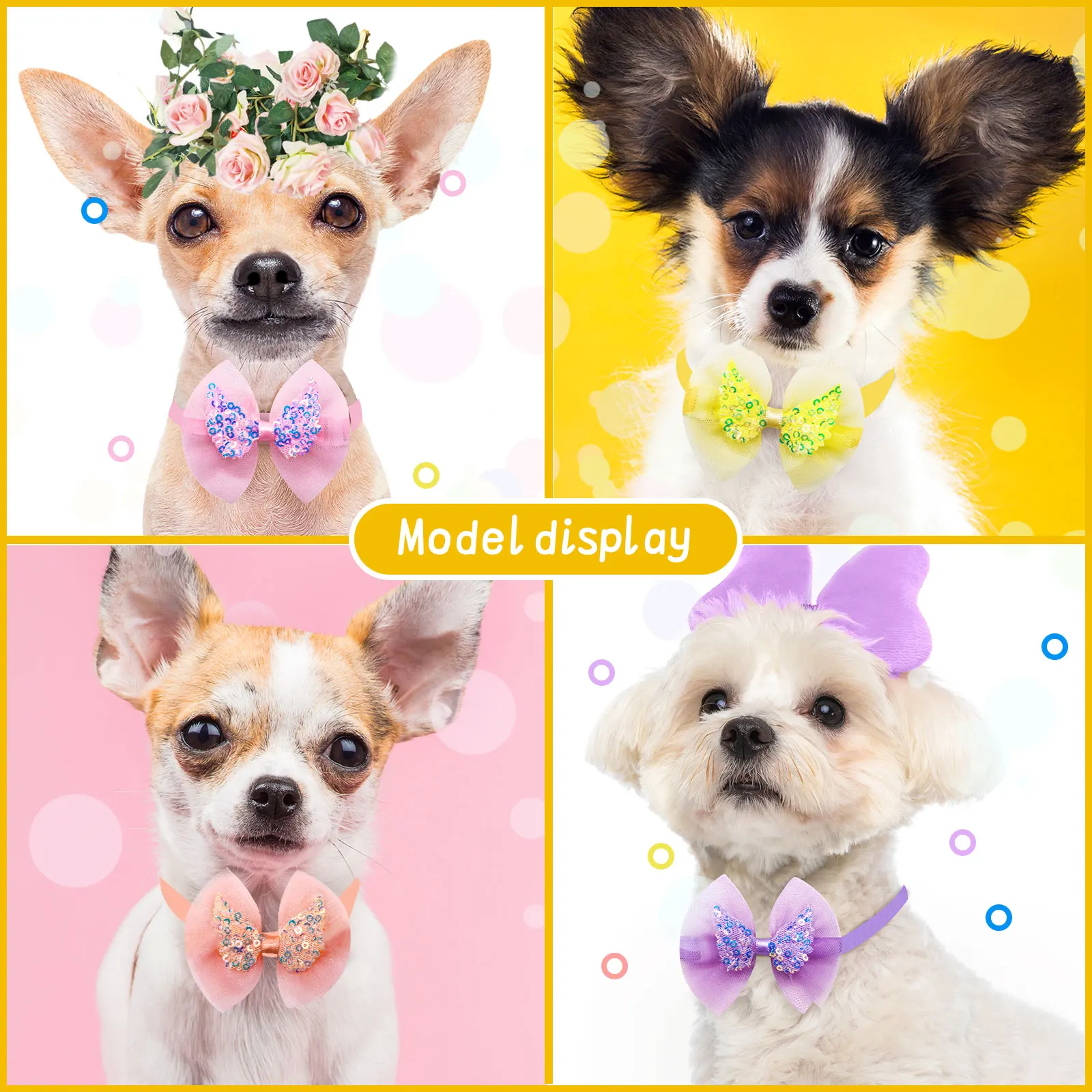 10pcs Pet Dog Bow Collar Adjustable Dog Cat Bows Collar Lace Bling Necktie for Small Dog Accessories Puppy Grooming Supplier Best Sellers In Pet Supplies