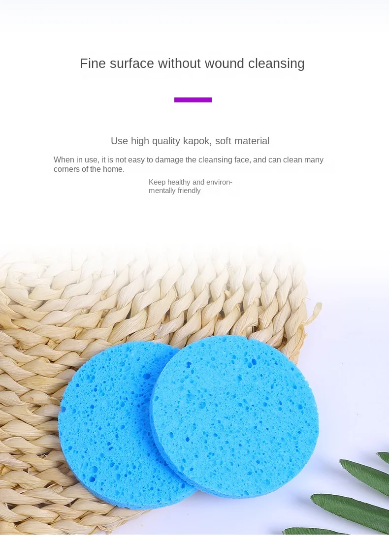 Description Picture 5 of item5/10pcs Face Round Makeup Remover Tools Wood Pulp Makeup Beauty Sponge Cellulose Compress Cosmetic Puff Facial Washing Sponge