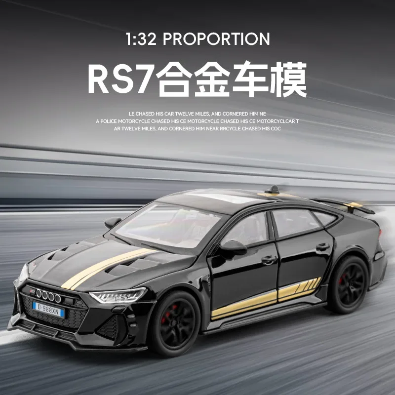 1: 32 Audi RS7 simulation alloy sports car model with sound, light, and feedback, six door toy car ornaments 2