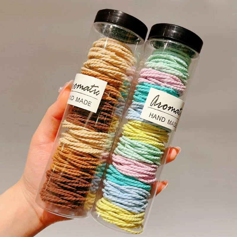 Spring color + milk coffee color hair ties 200 pieces (two cans)