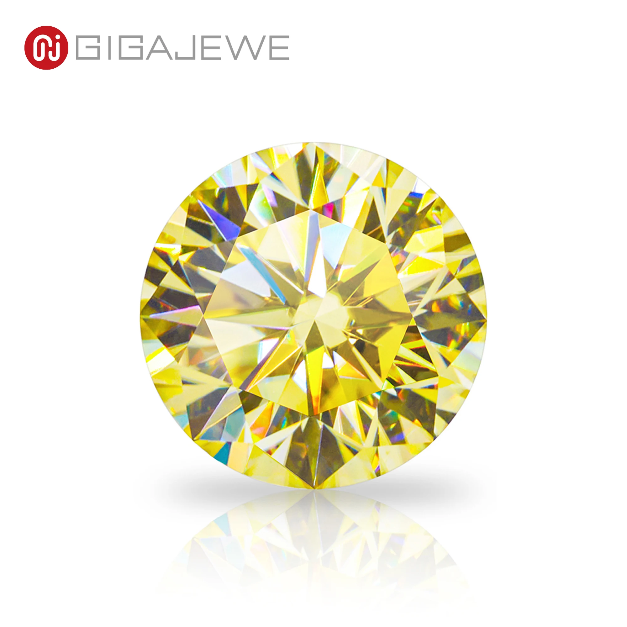 GIGAJEWE Moissanite Customized Round Cut Vivid Yellow VVS1 Natural Growt Loose Diamond Test Passed Gemstone For Jewelry Making