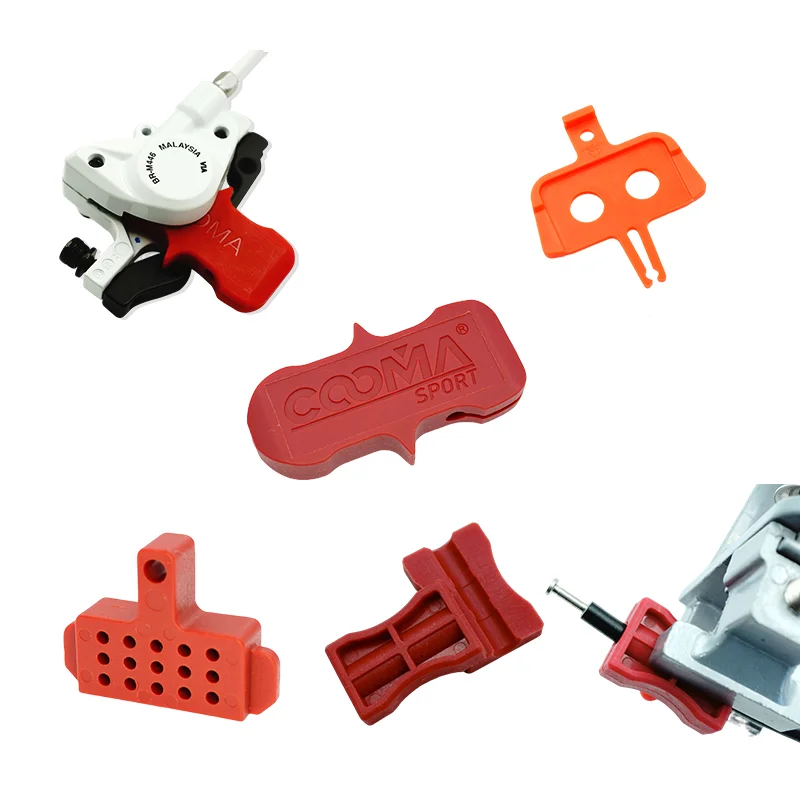 Hydraulic Disc Brake Pads Spacer, Insert of disc brake pads for Shimano and other bands, 5 pcs, Red color,