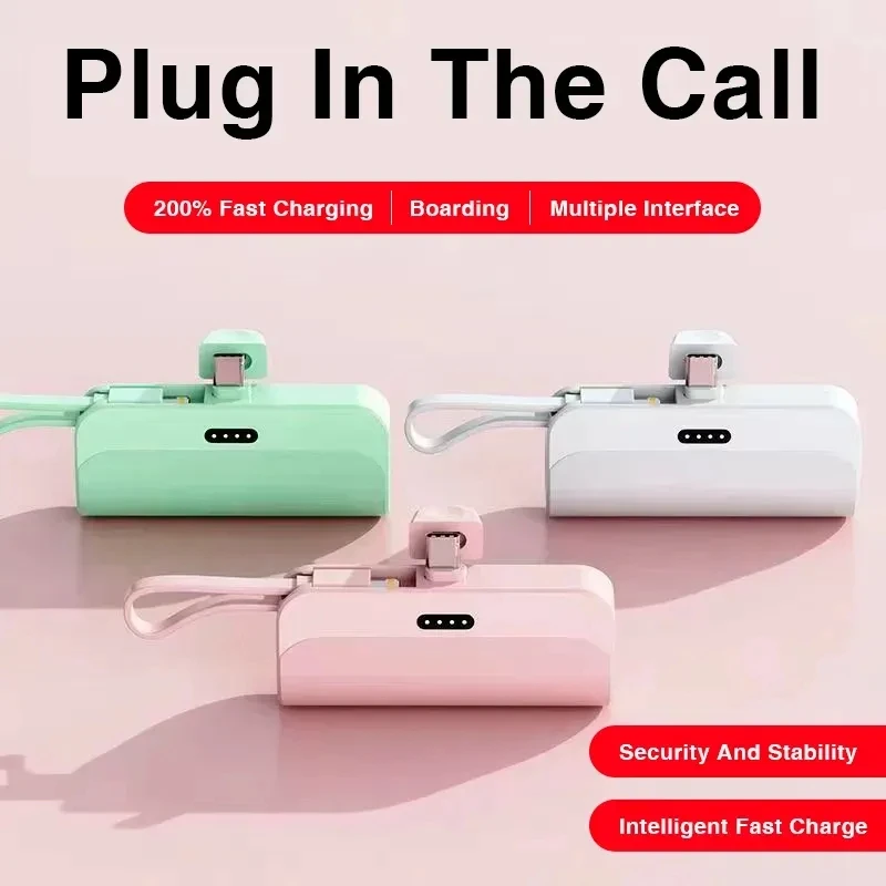 

5000mAh Mini Portable Power Bank External Battery Plug and Play Power Bank Type C Fast Effective Charger For iPhone Samsung