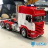 LESU 1:14 RC Car 6X6 FWD RTR RC Tractor Truck Red Metal Chassis Sounds Light Radio Controller Battery Charger Boys Toys 1