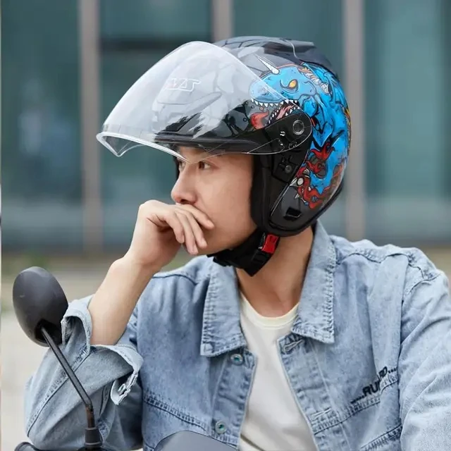Capacete Motocicleta Eletrica Ķ Homens e Mulheres, 4 Estaes Meia Capacete