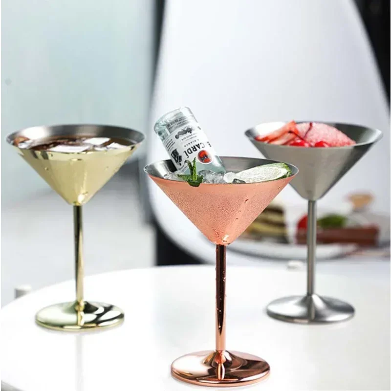 Verres à Martini Incassables En Acier Inoxydable - Lot De 2 - Or Rose - Design Élégant Pour Cocktails