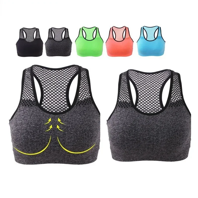 Women Breathable Sports Bra Padded Sports Top No Underwire Seamless Sweat Absorbing Running