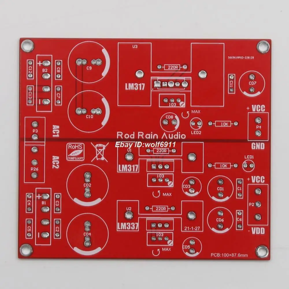 

Hi-Fi LM317 LM337 Регулируемый регулятор напряжения PSU PCB двойная + Одиночная Выходная неизолированная плата
