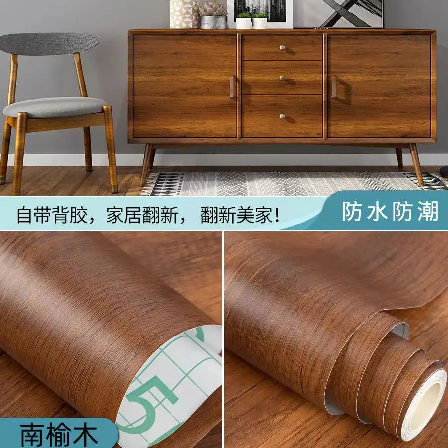 Rolo do Papel de Parede do Vinil do Grão de Madeira Impermeável Desktop Armário Porta Mobília Renovação Decoração Moderna Etiqueta do Pvc 80cm Largamente