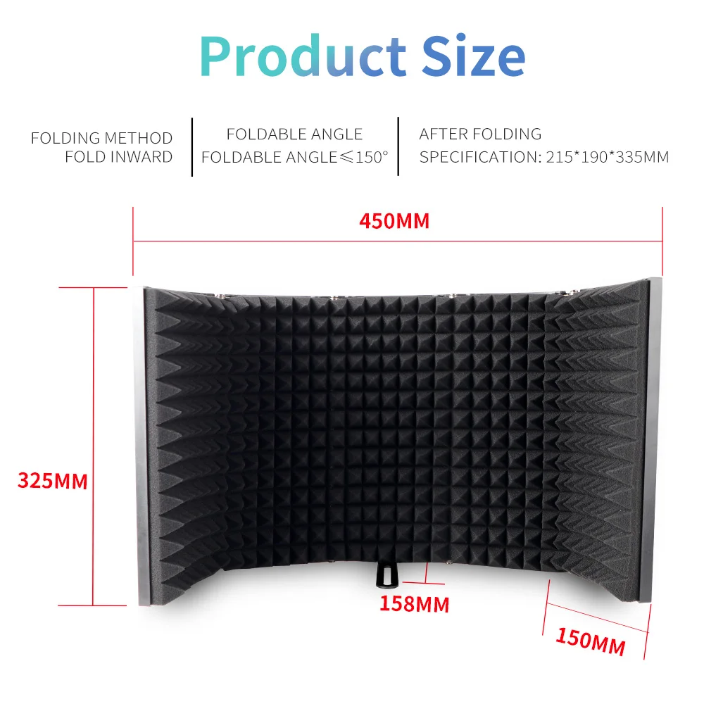 G-MARK 5 Panel Reflection Filters Professional Studio Recording Microphone Isolation Shield Suitable For Any Condenser Mic microphone accessories