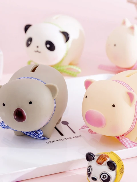 Pig/ Cat/ Koala/ Panda Korea Creativity Cartoon Anti-fall Plastic Piggy Bank Child Lovely Doll Coin Piggy Bank for Kids Moneybox 3