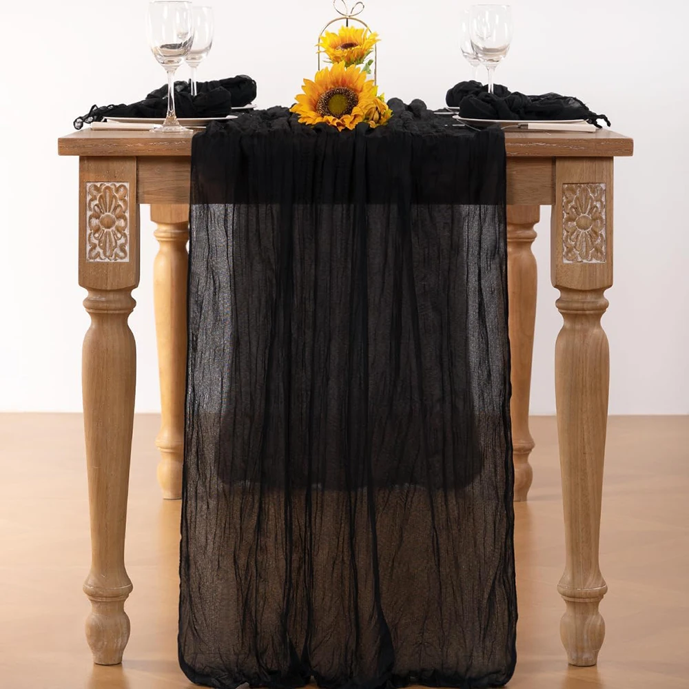 Lavender Boho Rustic Cheesecloth Table Runner for Events and Decorations