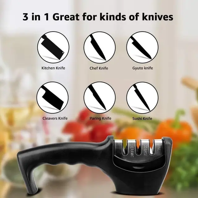 Affûteurs de couteaux pour couteaux de cuisine, bord ouvert, spécial affûtage rapide, outil d'affûtage, Kit d'affûtage de couteaux facile à utiliser, 1 pièce ﻿ 3