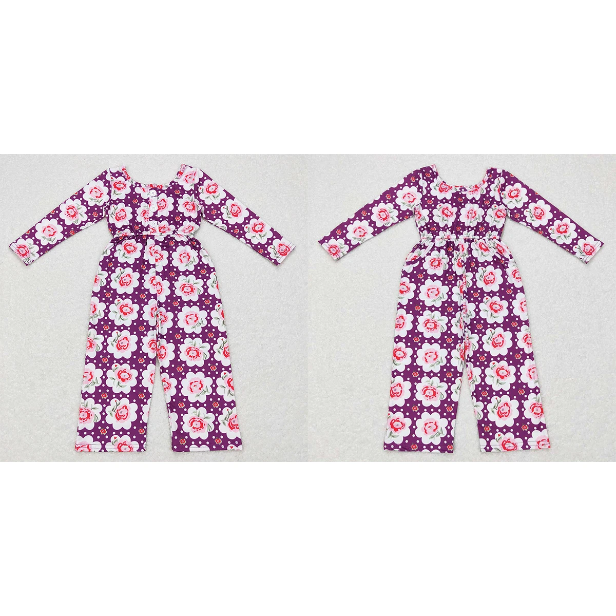 

Wholesale Baby Girl Dot Jumpsuit Toddler Children Long Sleeves Flower One-piece Kids Pants Infant Overalls Boutique Romper